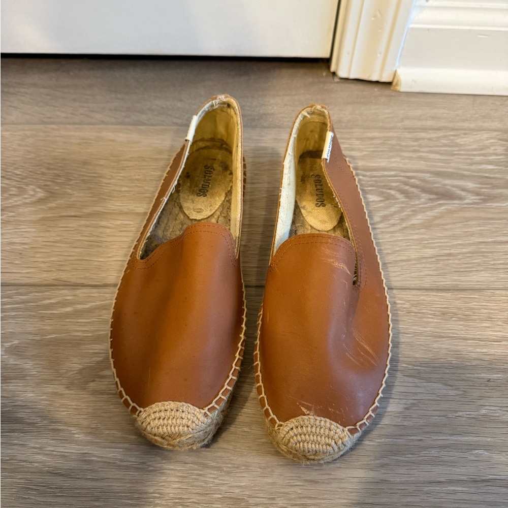 Brown Leather Espadrille Flats